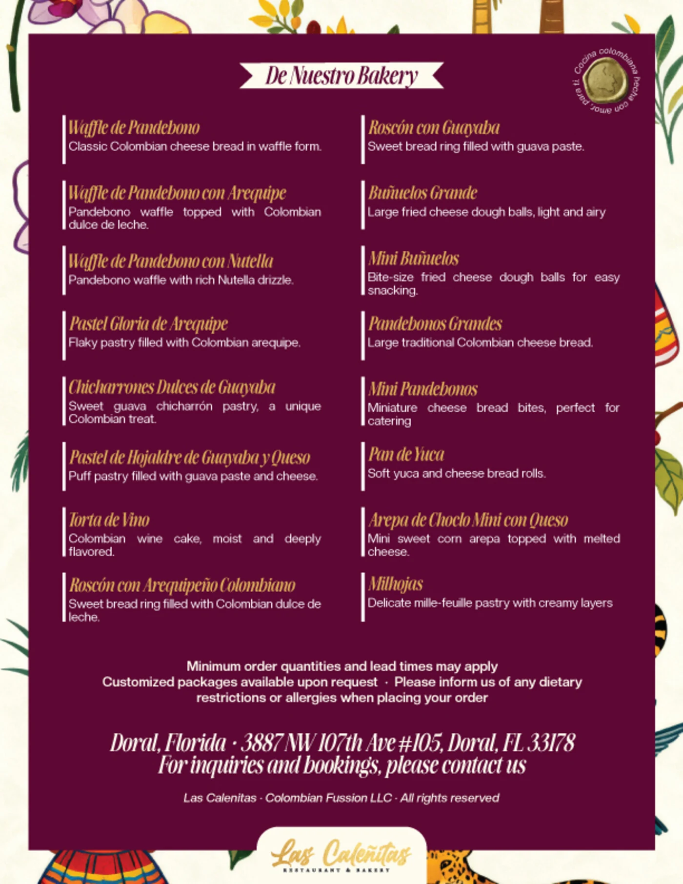 Menú de catering de Las Caleñitas, página 2